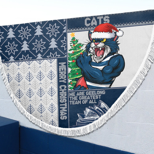 Geelong Cats Beach Blanket Christmas Magic Knit Style Winter Glow