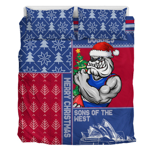 Western Bulldogs Bedding Set Christmas Magic Knit Style Winter Glow