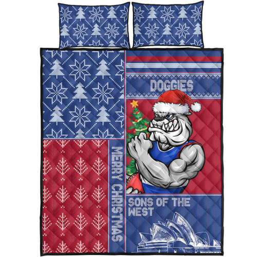 Western Bulldogs Quilt Bed Set Christmas Magic Knit Style Winter Glow Western Bulldogs Quilt Bed Set Christmas Magic Knit Style Winter Glow