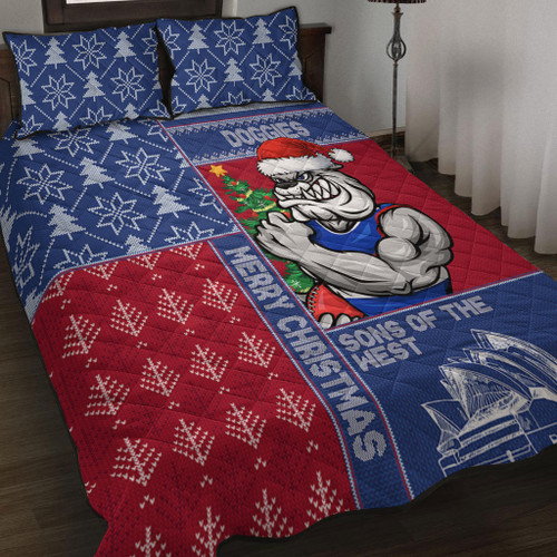 Western Bulldogs Quilt Bed Set Christmas Magic Knit Style Winter Glow Western Bulldogs Quilt Bed Set Christmas Magic Knit Style Winter Glow