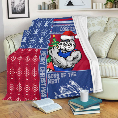 Western Bulldogs Blanket Christmas Magic Knit Style Winter Glow Western Bulldogs Blanket Christmas Magic Knit Style Winter Glow
