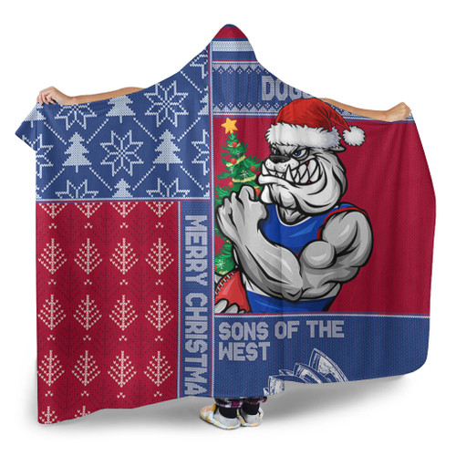 Western Bulldogs Hooded Blanket Christmas Magic Knit Style Winter Glow Western Bulldogs Hooded Blanket Christmas Magic Knit Style Winter Glow
