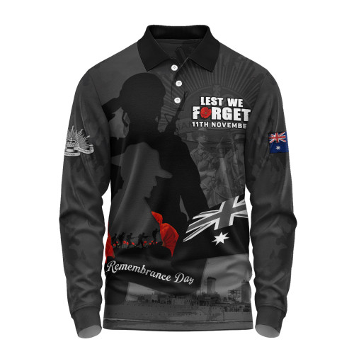 Australia Long Sleeve Polo Shirt Remembrance Day 11th November Tribute Edition