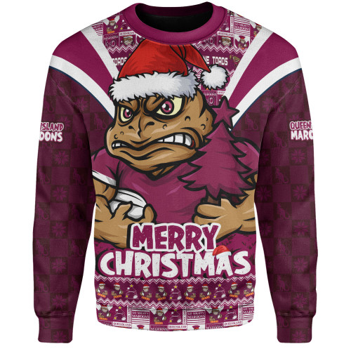 Queensland Maroons Sweatshirt Merry Christmas Festive Spirit Edition