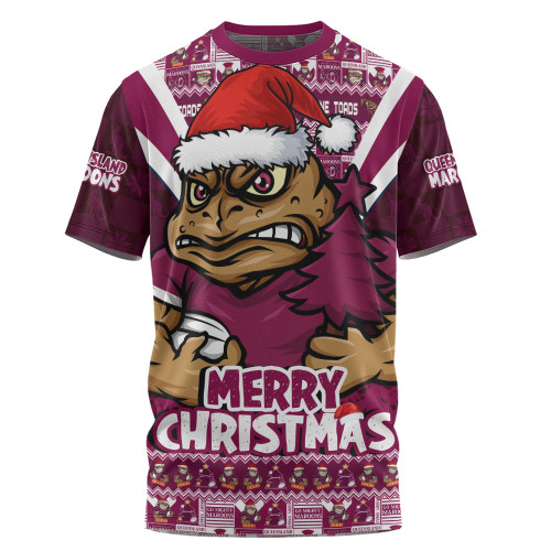 Queensland Maroons T-Shirt Merry Christmas Festive Spirit Edition