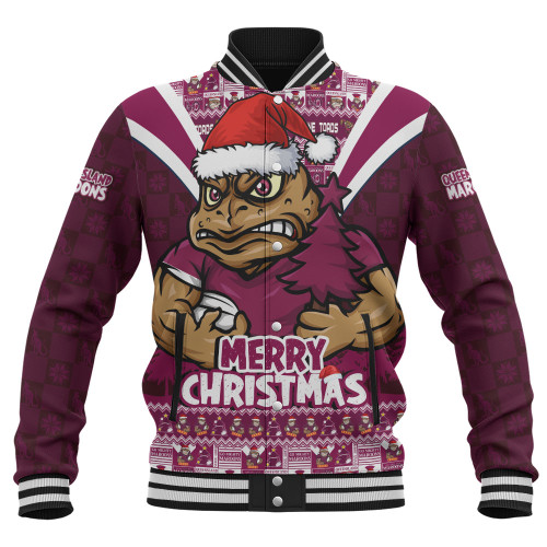 Queensland Maroons Baseball Jacket Merry Christmas Festive Spirit Edition