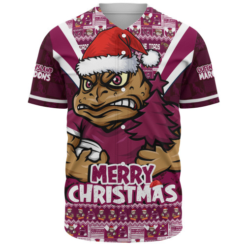 Queensland Maroons Baseball Shirt Merry Christmas Festive Spirit Edition