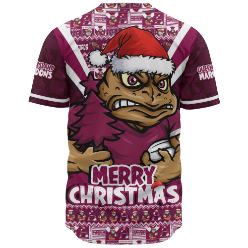 Queensland Maroons Baseball Shirt Merry Christmas Festive Spirit Edition