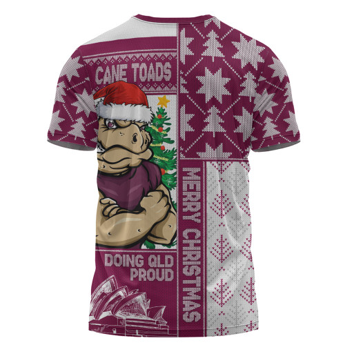 Queensland Maroons T-Shirt Winter Knit Magic Holiday Spirit