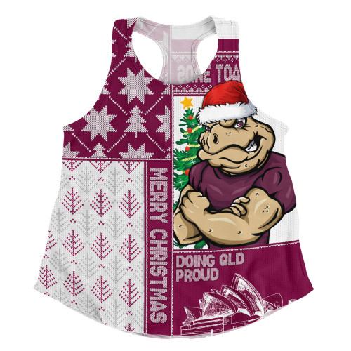 Queensland Maroons Women Racerback Singlet Winter Knit Magic Holiday Spirit
