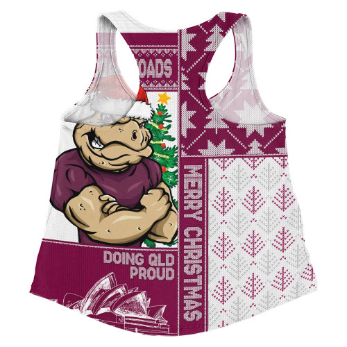 Queensland Maroons Women Racerback Singlet Winter Knit Magic Holiday Spirit