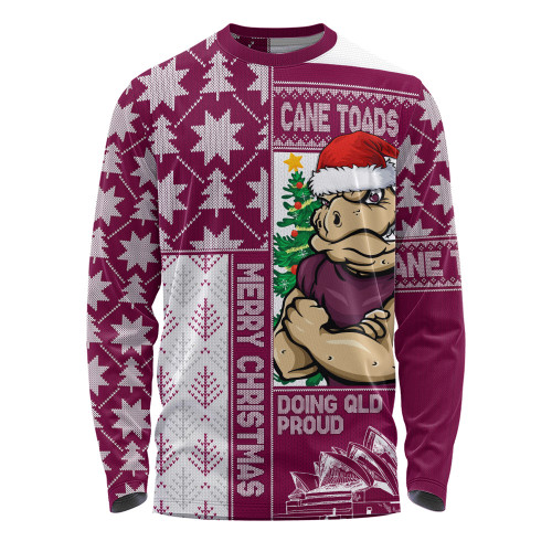Queensland Maroons Long Sleeve T-shirt Winter Knit Magic Holiday Spirit