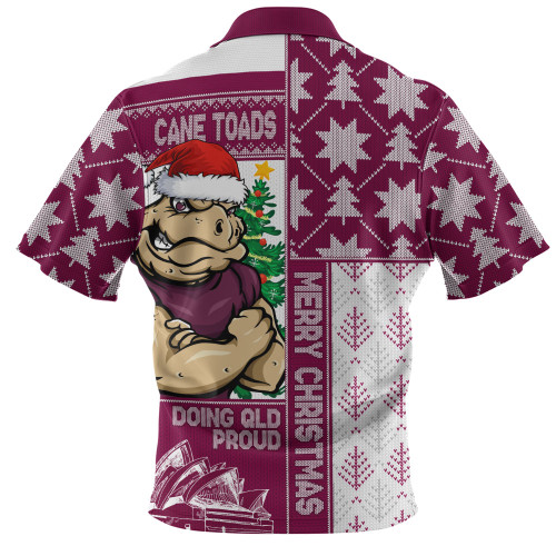 Queensland Maroons Zip Polo Shirt Winter Knit Magic Holiday Spirit