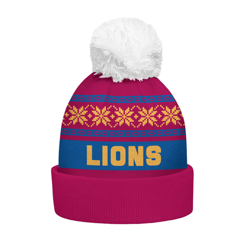 Brisbane Lions Bobble Beanie Hat Festive Season Merry Christmas Game Day