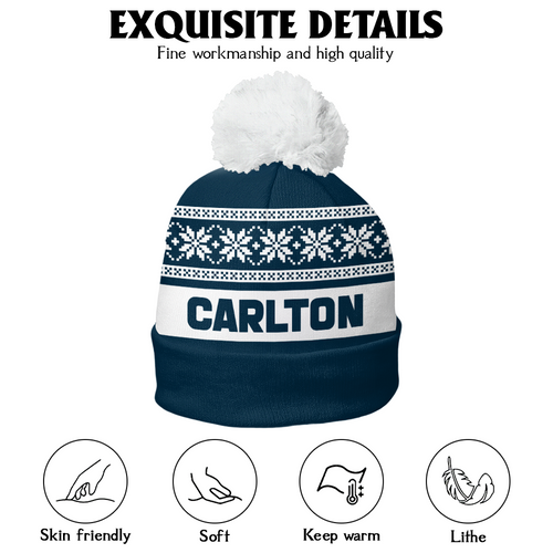 Carlton Bobble Beanie Hat Festive Season Merry Christmas Game Day