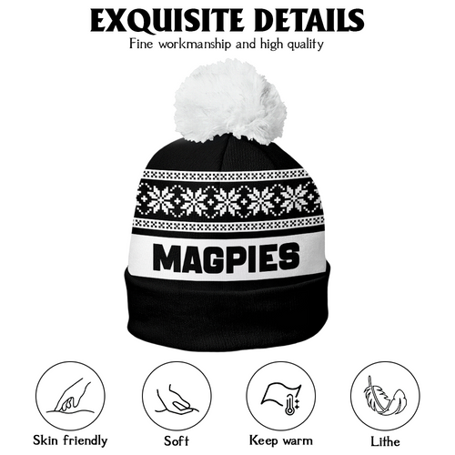 Collingwood Bobble Beanie Hat Festive Season Merry Christmas Game Day