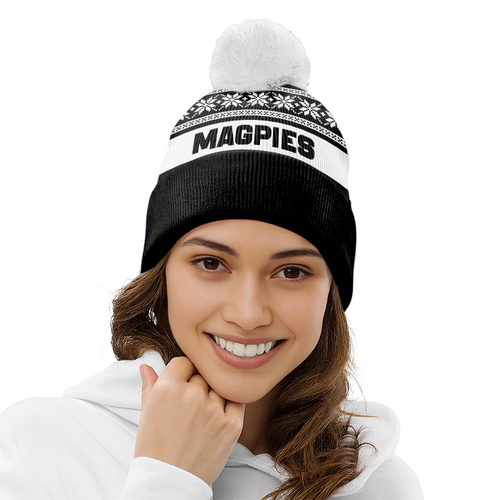 Collingwood Bobble Beanie Hat Festive Season Merry Christmas Game Day