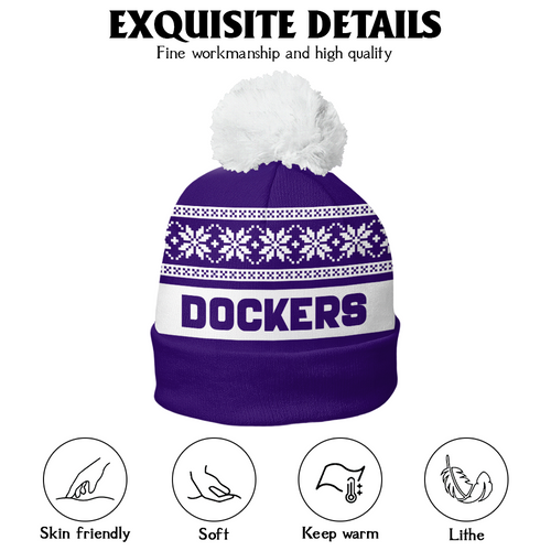 Fremantle Bobble Beanie Hat Festive Season Merry Christmas Game Day