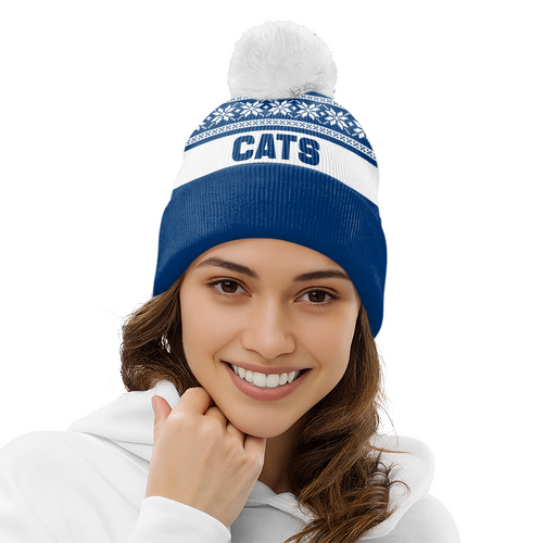 Geelong Cats Bobble Beanie Hat Festive Season Merry Christmas Game Day