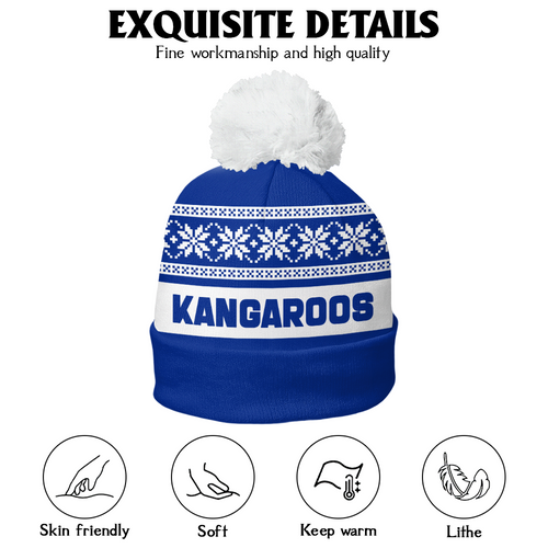 North Melbourne Bobble Beanie Hat Festive Season Merry Christmas Game Day