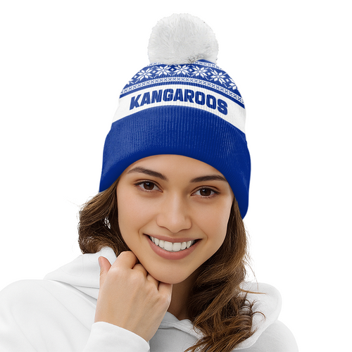 North Melbourne Bobble Beanie Hat Festive Season Merry Christmas Game Day
