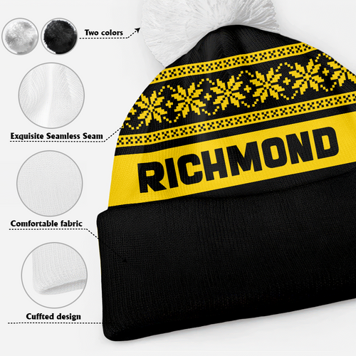 Richmond Bobble Beanie Hat Festive Season Merry Christmas Game Day
