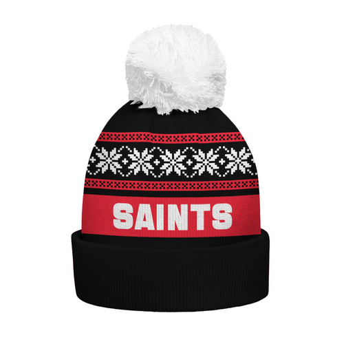 St Kilda Bobble Beanie Hat Festive Season Merry Christmas Game Day