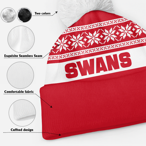 Sydney Swans Bobble Beanie Hat Festive Season Merry Christmas Game Day
