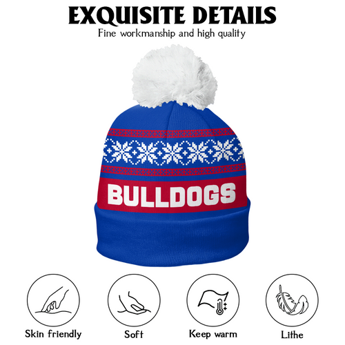 Western Bulldogs Bobble Beanie Hat Festive Season Merry Christmas Game Day
