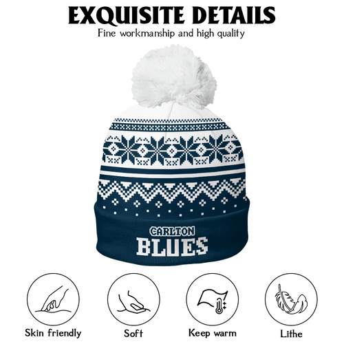 Carlton Bobble Beanie Hat Merry Christmas Knit Edition For United Fans
