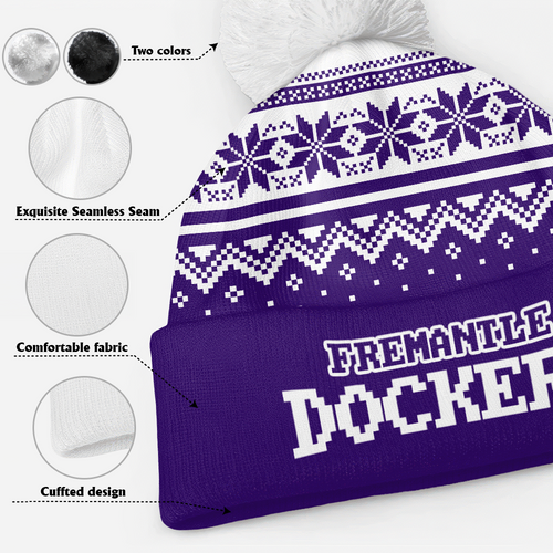 Fremantle Bobble Beanie Hat Merry Christmas Knit Edition For United Fans