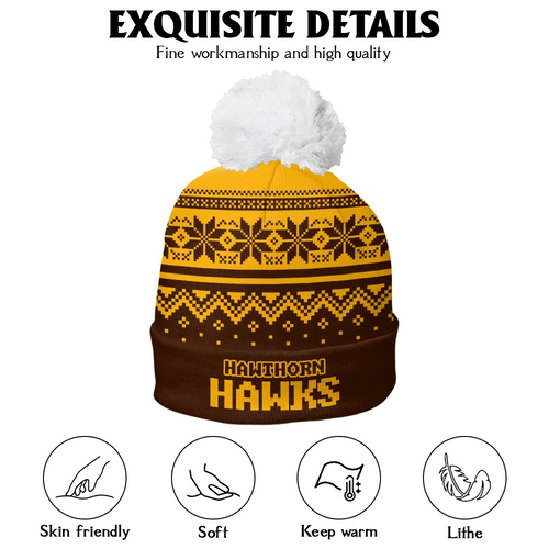 Hawthorn Bobble Beanie Hat Merry Christmas Knit Edition For United Fans