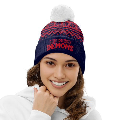 Melbourne Bobble Beanie Hat Merry Christmas Knit Edition For United Fans