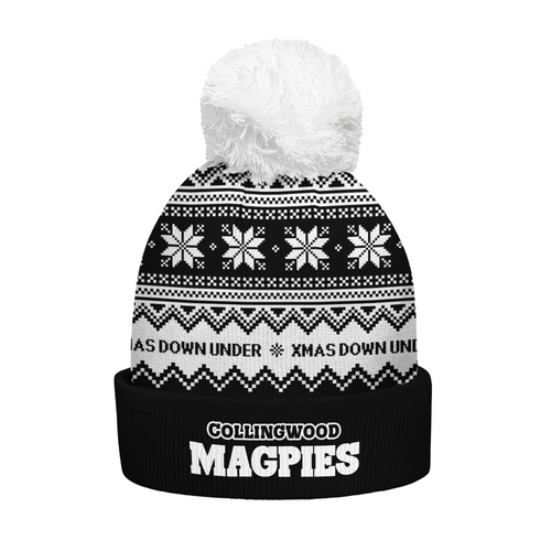 Collingwood Bobble Beanie Hat Merry Christmas United Fans Festive Knit Style