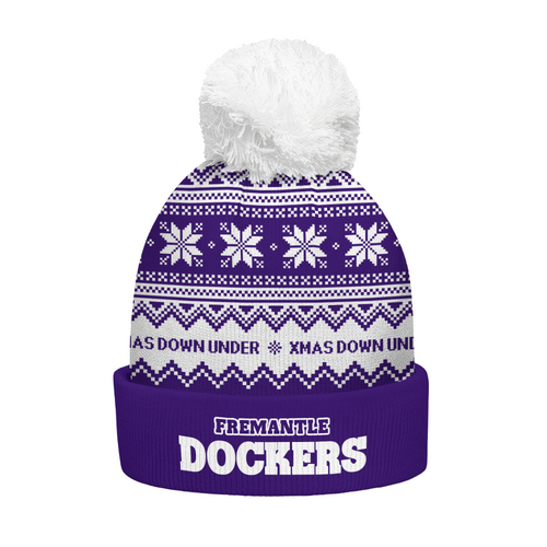 Fremantle Bobble Beanie Hat Merry Christmas United Fans Festive Knit Style