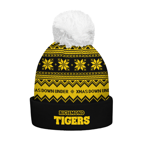 Richmond Bobble Beanie Hat Merry Christmas United Fans Festive Knit Style