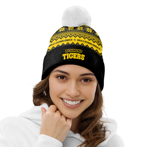 Richmond Bobble Beanie Hat Merry Christmas United Fans Festive Knit Style