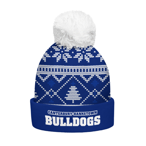 Canterbury-Bankstown Bulldogs Bobble Beanie Hat Merry Christmas Game Ready Team Knit Edition