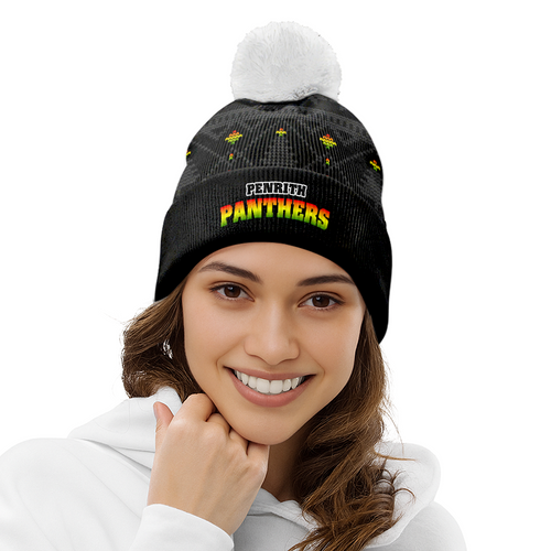 Penrith Panthers Bobble Beanie Hat Merry Christmas Game Ready Team Knit Edition