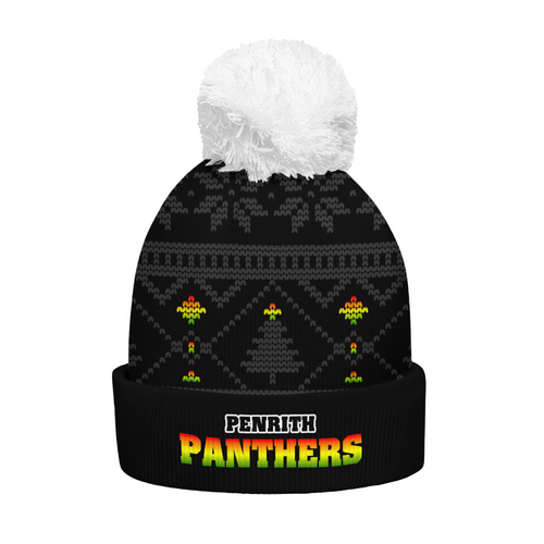 Penrith Panthers Bobble Beanie Hat Merry Christmas Game Ready Team Knit Edition