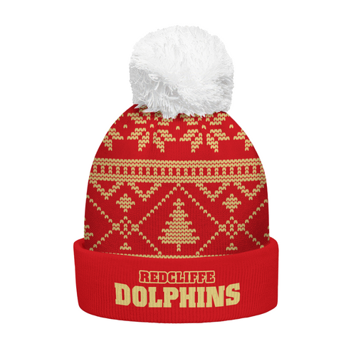 Redcliffe Dolphins Bobble Beanie Hat Merry Christmas Game Ready Team Knit Edition