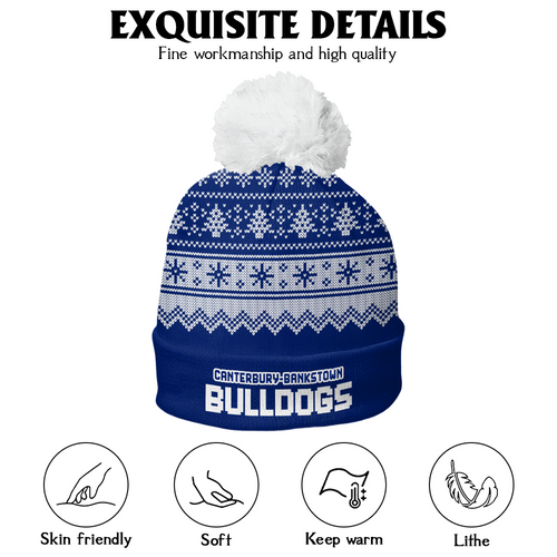 Canterbury-Bankstown Bulldogs Bobble Beanie Hat Merry Christmas Heritage Team Spirit Knit Edition