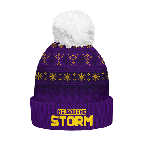 Melbourne Storm Bobble Beanie Hat Merry Christmas Heritage Team Spirit Knit Edition