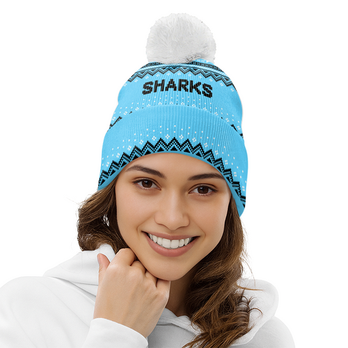 Cronulla-Sutherland Sharks Bobble Beanie Hat Merry Christmas Urban Fans Knit Style Edition