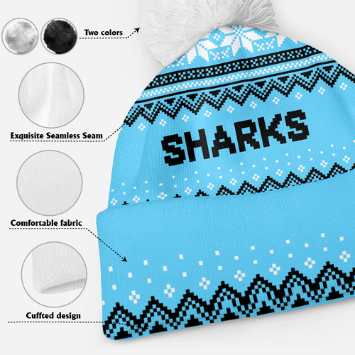 Cronulla-Sutherland Sharks Bobble Beanie Hat Merry Christmas Urban Fans Knit Style Edition