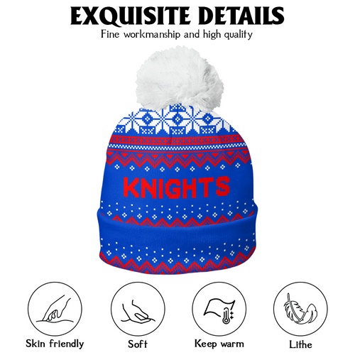 Newcastle Knights Bobble Beanie Hat Merry Christmas Urban Fans Knit Style Edition