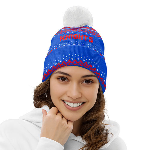 Newcastle Knights Bobble Beanie Hat Merry Christmas Urban Fans Knit Style Edition