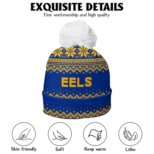 Parramatta Eels Bobble Beanie Hat Merry Christmas Urban Fans Knit Style Edition