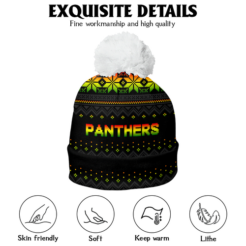 Penrith Panthers Bobble Beanie Hat Merry Christmas Urban Fans Knit Style Edition