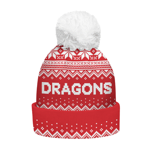 St. George Illawarra Dragons Bobble Beanie Hat Merry Christmas Urban Fans Knit Style Edition